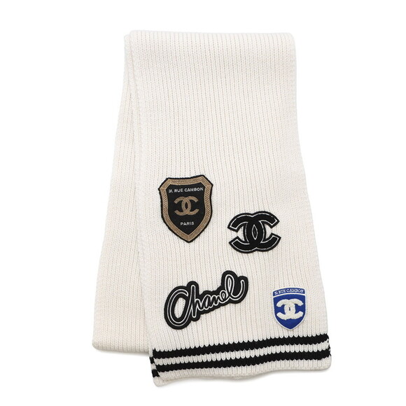 CHANEL White Logo Scarf - Picture 1 of 7